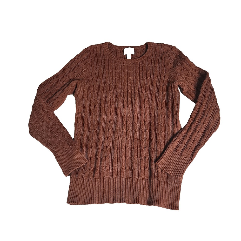 St. John's Bay Rib‎ Knit Sweater Brown Soft Stretch Medium Preppy Academia